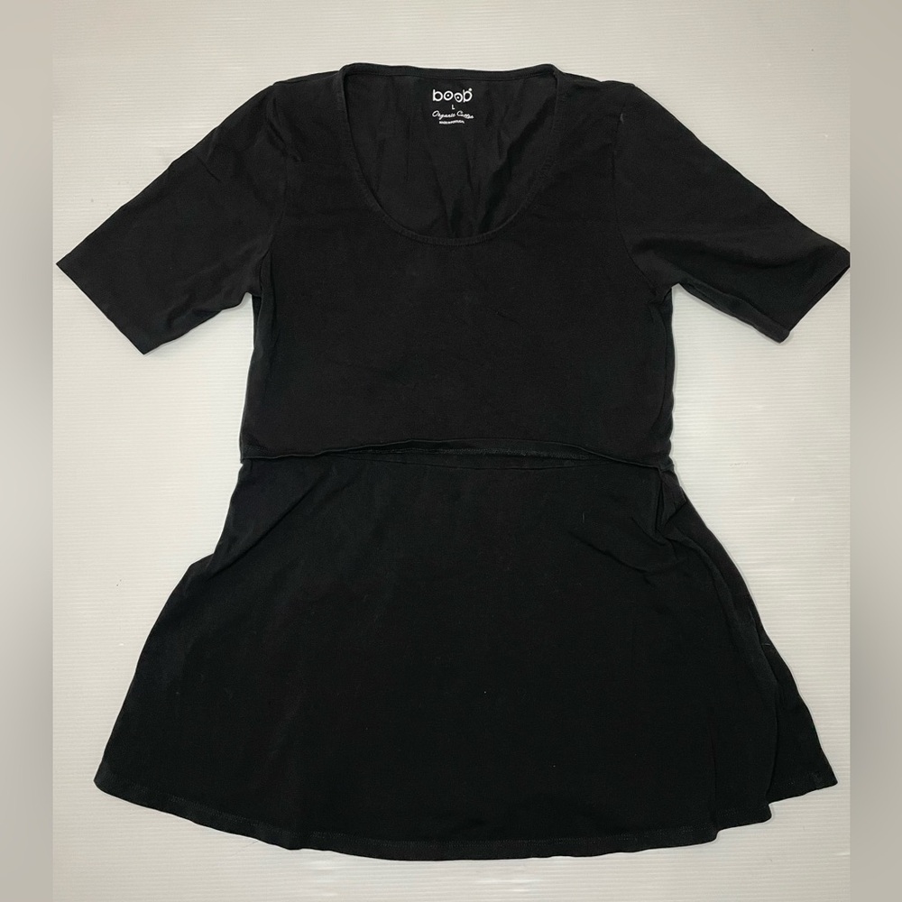 BOOB Design Black Short Sleeve Nursing Top Size Large Organic Cotton